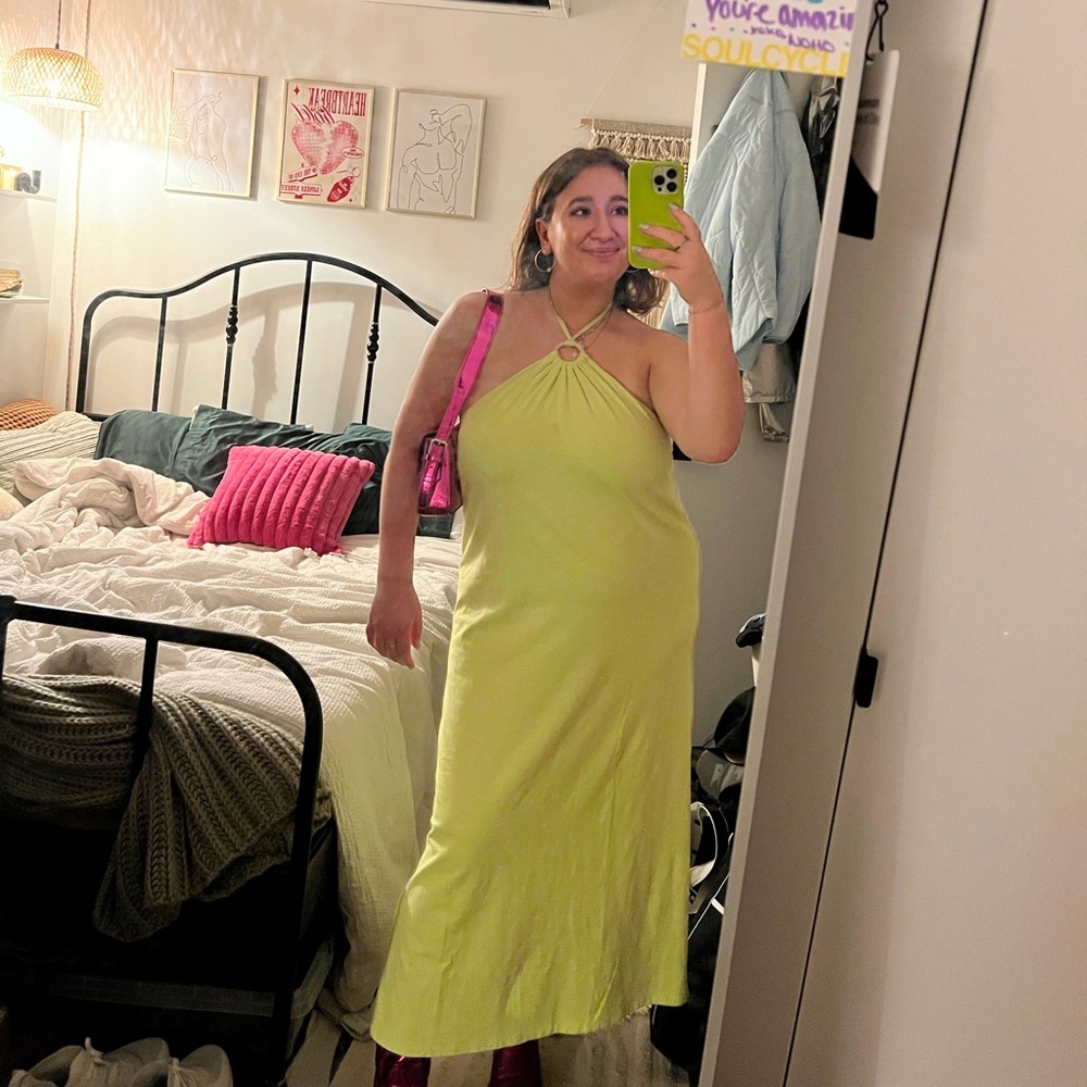 Old Navy Lime Green Halter Neck Maxi Dress